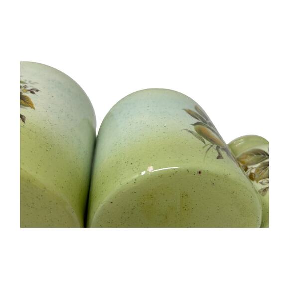 Country Charm Set of 4 Canisters Avocado Green Blue Mountain Pottery Canada 1980 - Picture 12 of 16